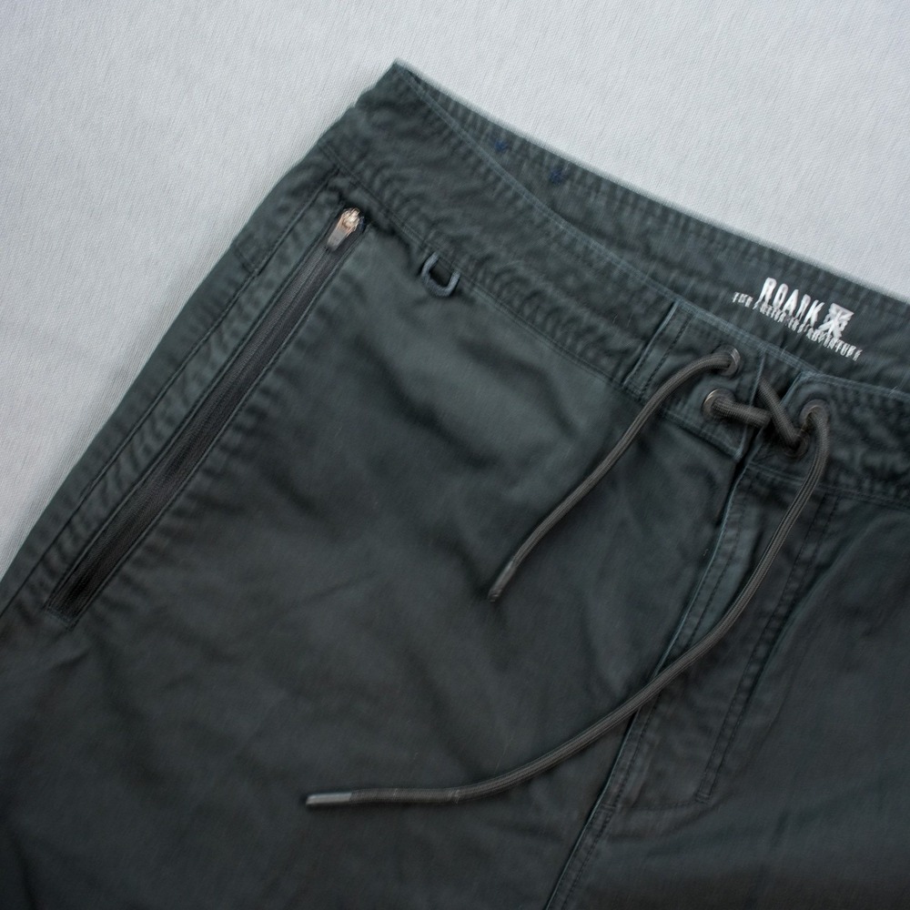 Roark Layover Men Black Cargo Pants Joggers Zip Pockets Drawstring Utility 34X30